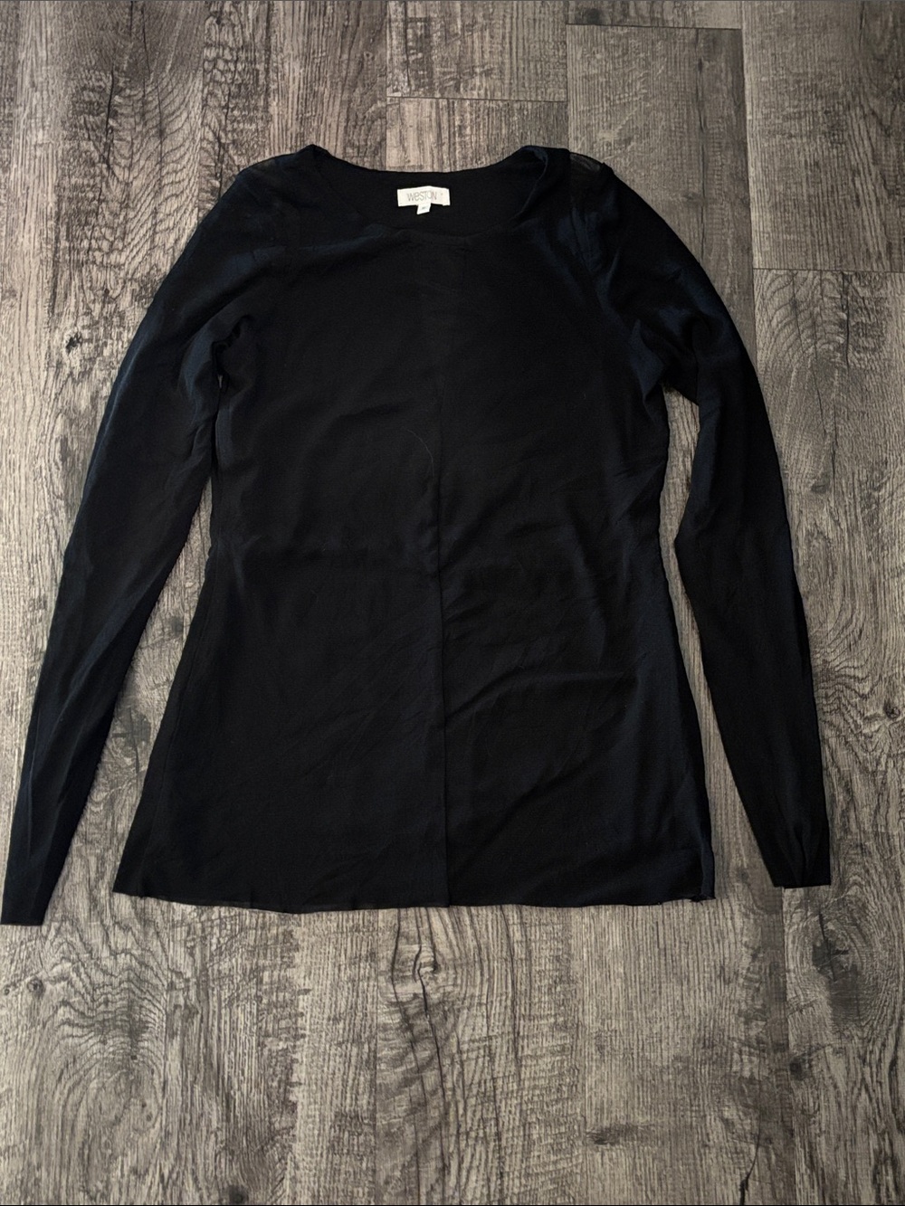 Weston Long-Sleeve Top with Sheet Cutouts - Black - Size Medium